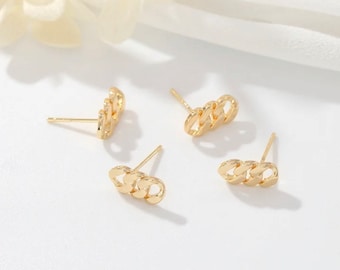 14K Gold Plated .50” Link Stud Earrings (1pair)   item#12