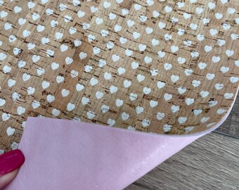 White Hearts Pink 8x10 Cowhide Backed Cork Sheets