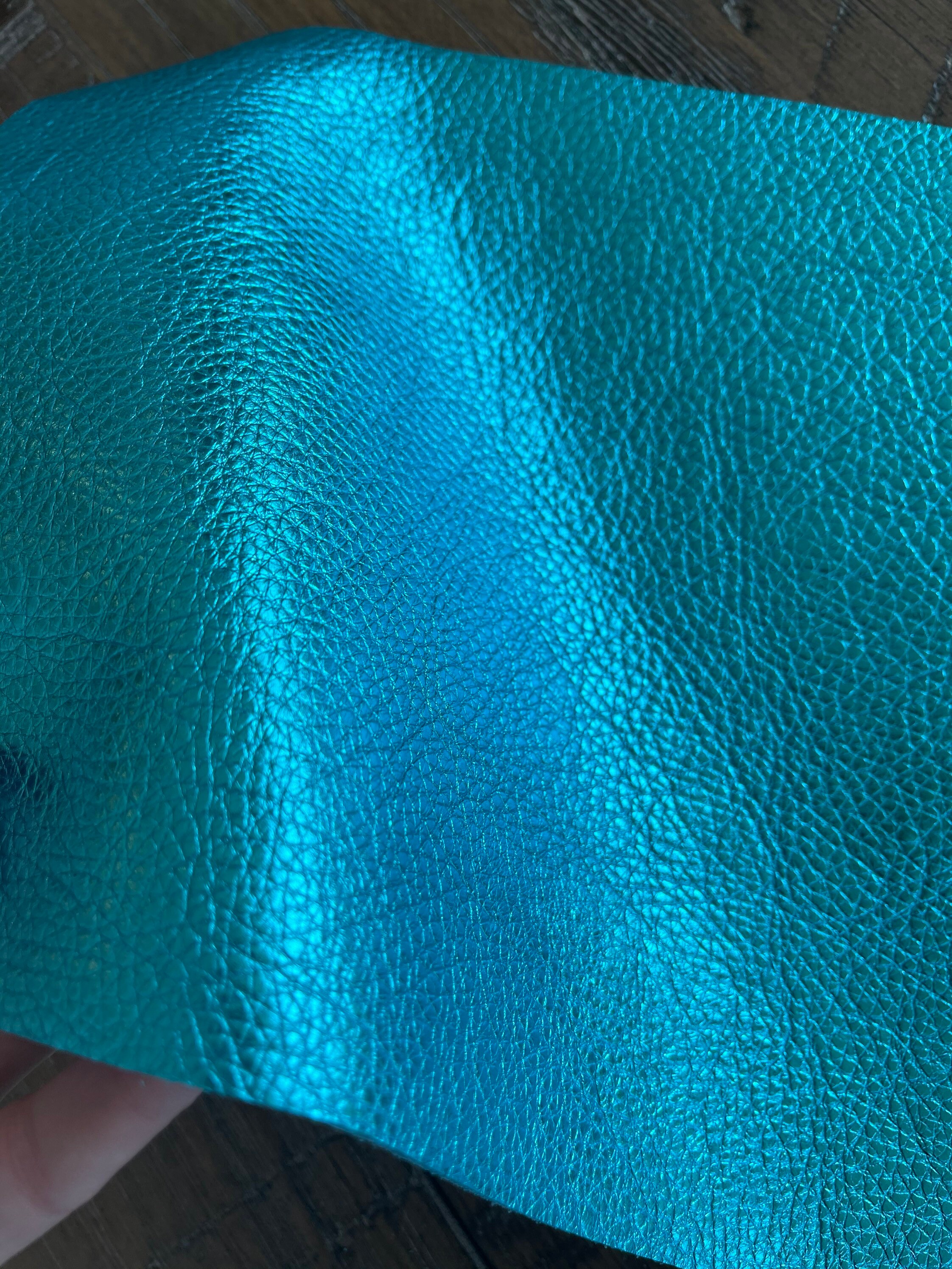 New Metallic Caribbean Blue on Cowhide Leather Sheets Etsy
