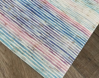Candy Stripes 4x6 on Genuine Leather Backed Cork Sheets