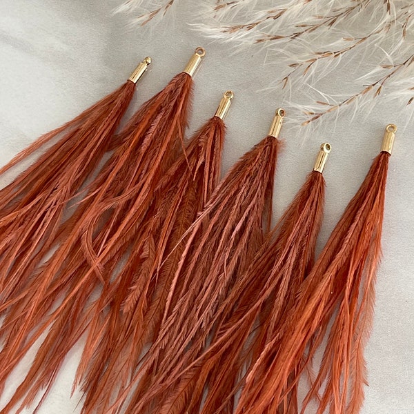 Cinnamon Brown Ostrich Feather Tassels (1pair)