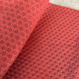 6x12 Embossed Vintage Red Stars Genuine Leather