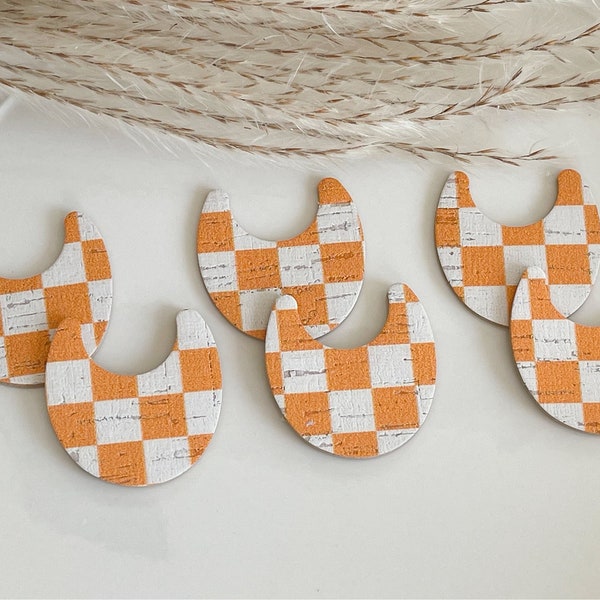 Pre-cut Orange & White Checkerboard Mina Earring Bundle (3pair)