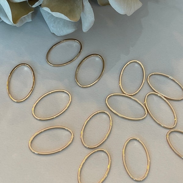 24K Gold Plated 1” Closed Oval Hoop Connectors Findings Blanks Supplies (1pair)  item#44