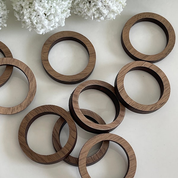 Walnut 1” Wooden Hoops Findings Blanks Supplies (3pair)