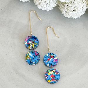 Ocean Acrylic Confetti .60” Findings Blanks for Earrings (2pair/8pieces-hooks sold separately)