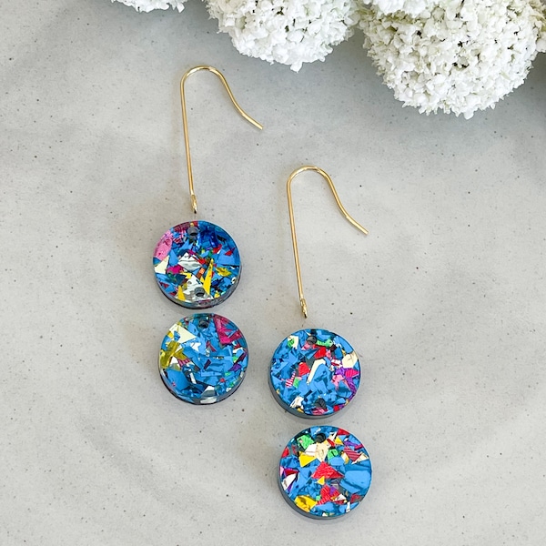 Ocean Acrylic Confetti .60” Findings Blanks for Earrings (2pair/8pieces-hooks sold separately)