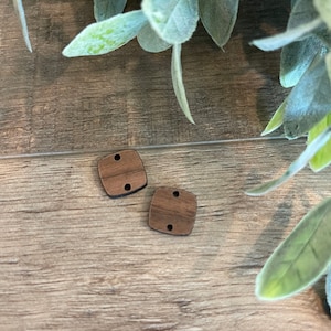 Walnut 2-hole Wooden Square Findings Blanks Connectors (5pairs)