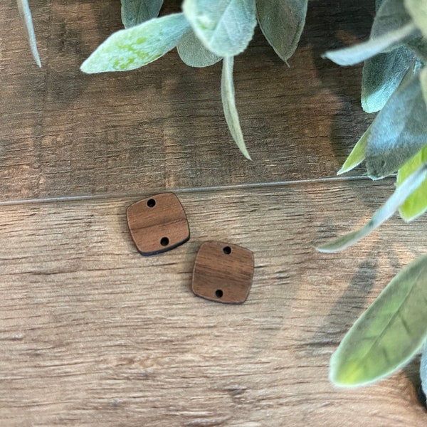 Walnut 2-hole Wooden Square Findings Blanks Connectors (5pairs)