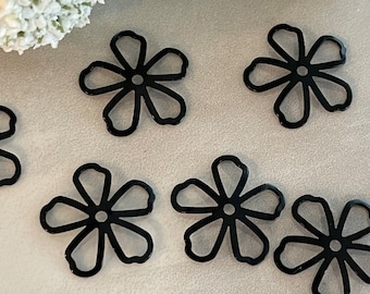 Black Curved Asters Findings Blanks Supplies (2pair)    item#135
