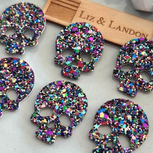 Pre-Cut Leather Backed Glitter Sugar Skull Blank Bundle (3pair)