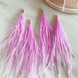 Candy Pink Ostrich Feather Tassels (1pair)