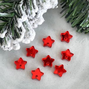 1-Hole Mirrored Red Star Findings Blanks Connectors (2 pair)  item#151
