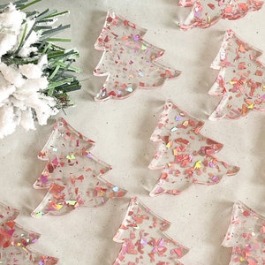 Sapins de Noël tachetés d&#39;or rose 1 trou - Fournitures pour boucles d&#39;oreilles (1 paire)