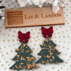 Kringle Copper Holiday Trees 1-hole DIY Earrings Blanks (1pair-bows not included)  item#treedrwr