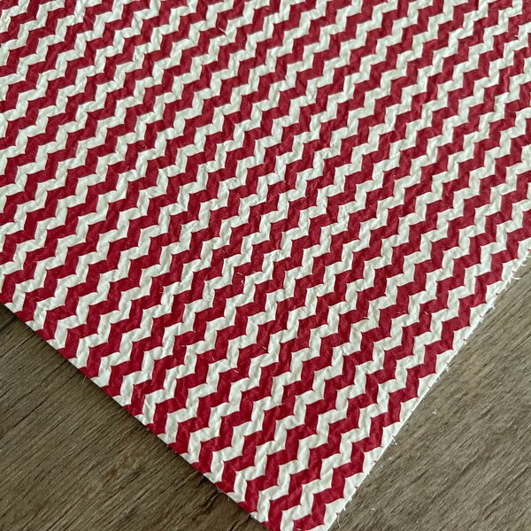 Red ZigZag 8x10 on Genuine Cowhide Sheets