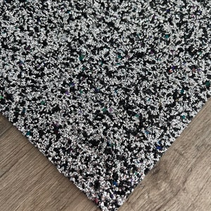 Silver & Black Leather Backed Chunky Glitter 8x10 Sheets