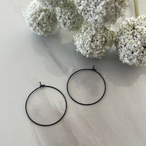 Black Plated Stainless Steel 1.25” Hoops (1pair)