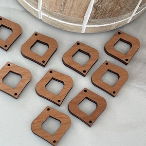Alder Boho Ikat 1” Wooden Connectors Findings Blanks 2-hole (2pair)