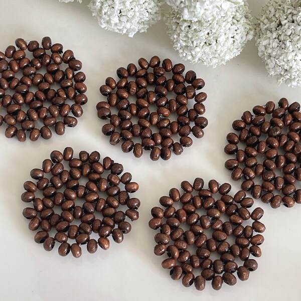 Conectores de cuentas de semillas de madera color espresso para aretes (2 pares)