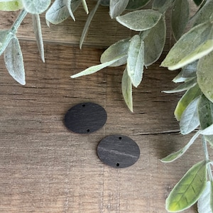Large Distressed Black Ovals Wooden Findings Blanks Supplies (5pairs)
