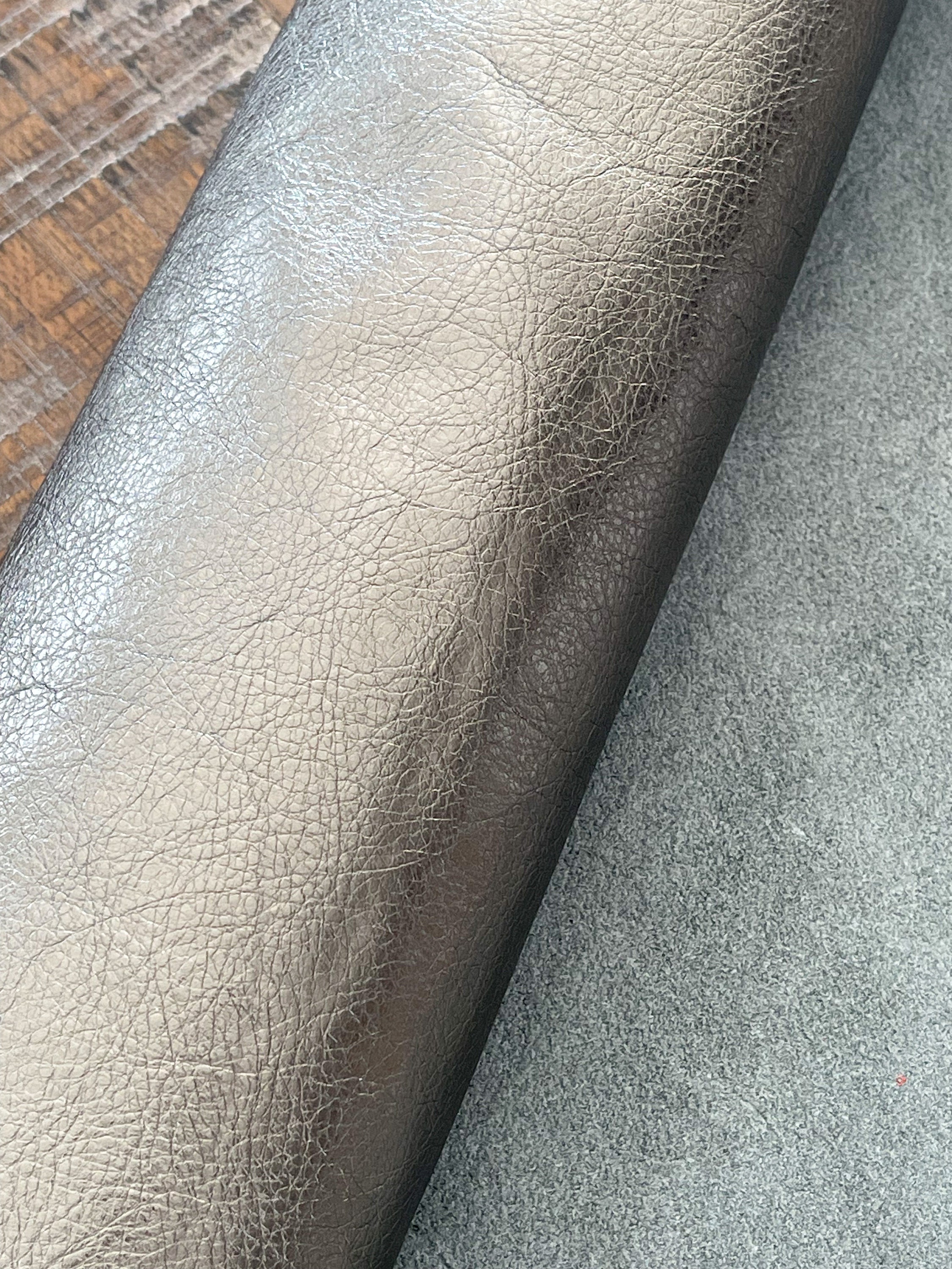 Metallic Titanium Grey 8x10 Genuine Leather Sheets