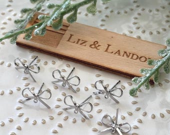 Silver Plated Bow Stud Earrings with 1-Hole (1pair) item#154