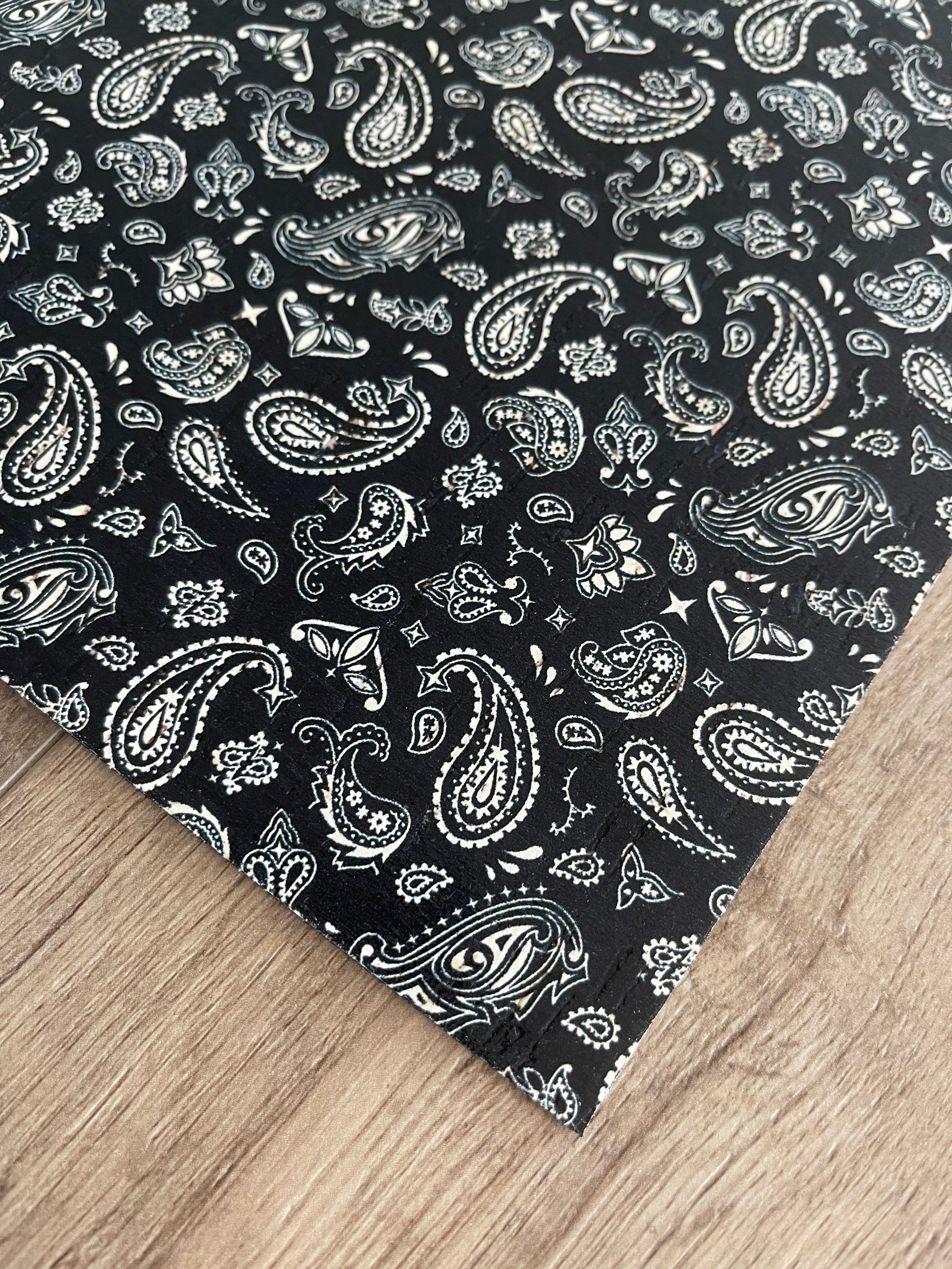 New! Black Bandana Cowhide Backed Cork Sheets
