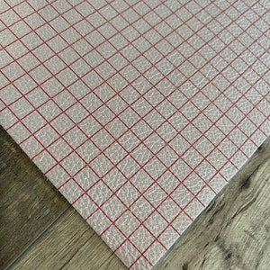 Khaki & Red Grid 8x10 on Genuine Cowhide Sheets