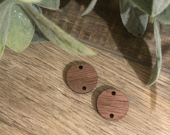 Walnut .55” Wooden Circle Findings Blanks Connectors 2-hole (5 pair)