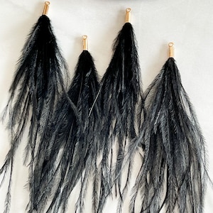 Black Ostrich Feather Tassels (1pair)