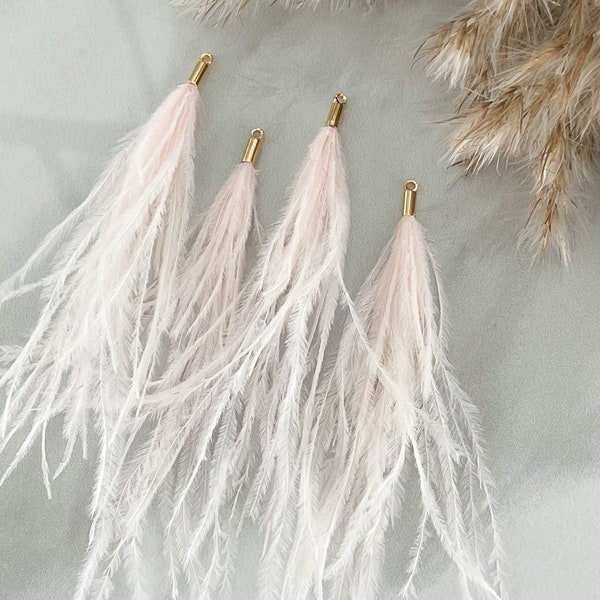 Champagne Pink Ostrich Feather Tassels (1pair)