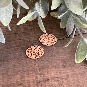 Large Birch Engraved Cheetah Wooden Ovals Findings Blanks Supplies (5pairs)