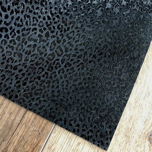 Metallic Black Leopard 4x6 Genuine Leather Sheets