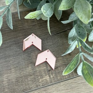 Rose Gold Mirrored Acrylic Arrow Findings Blanks Supplies-2 hole (3pair)
