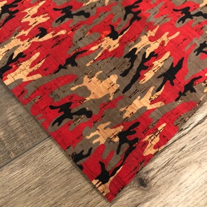 Red Camouflage 8x10 Cowhide Backed Cork Sheets