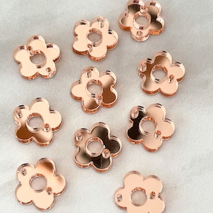 Mirrored Rose Gold Buttercup 2-Hole Findings Connectors (3 pair)