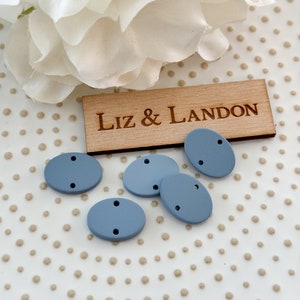 Cornflower Blue Poly-Acrylic Ovals for Earrings DIY Jewelry Making 1-Hole  (1pair)    item#154
