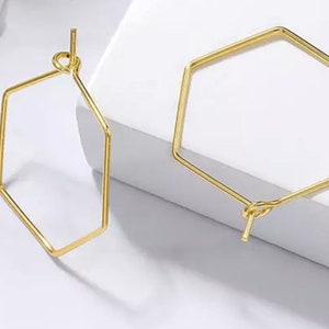24k Gold Plated 1” Hexagon Hoops (1pair)