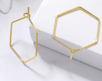 24k Gold Plated .75” Hexagon Hoops (1pair)