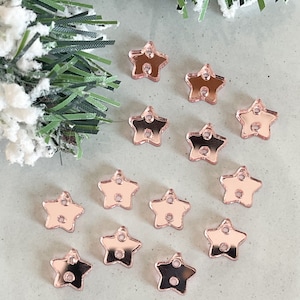 2-Hole Mirrored Rose Gold Star Findings Blanks Connectors (2 pair)  item#190