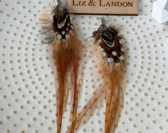 Native Spotted Genuine Feather Tassels (1pair)