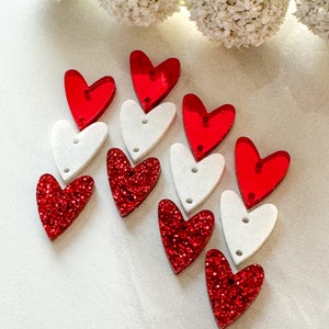 Stole My Heart Stacked Acrylic & Glitter Heart Bundle Findings Connectors (1 pair)