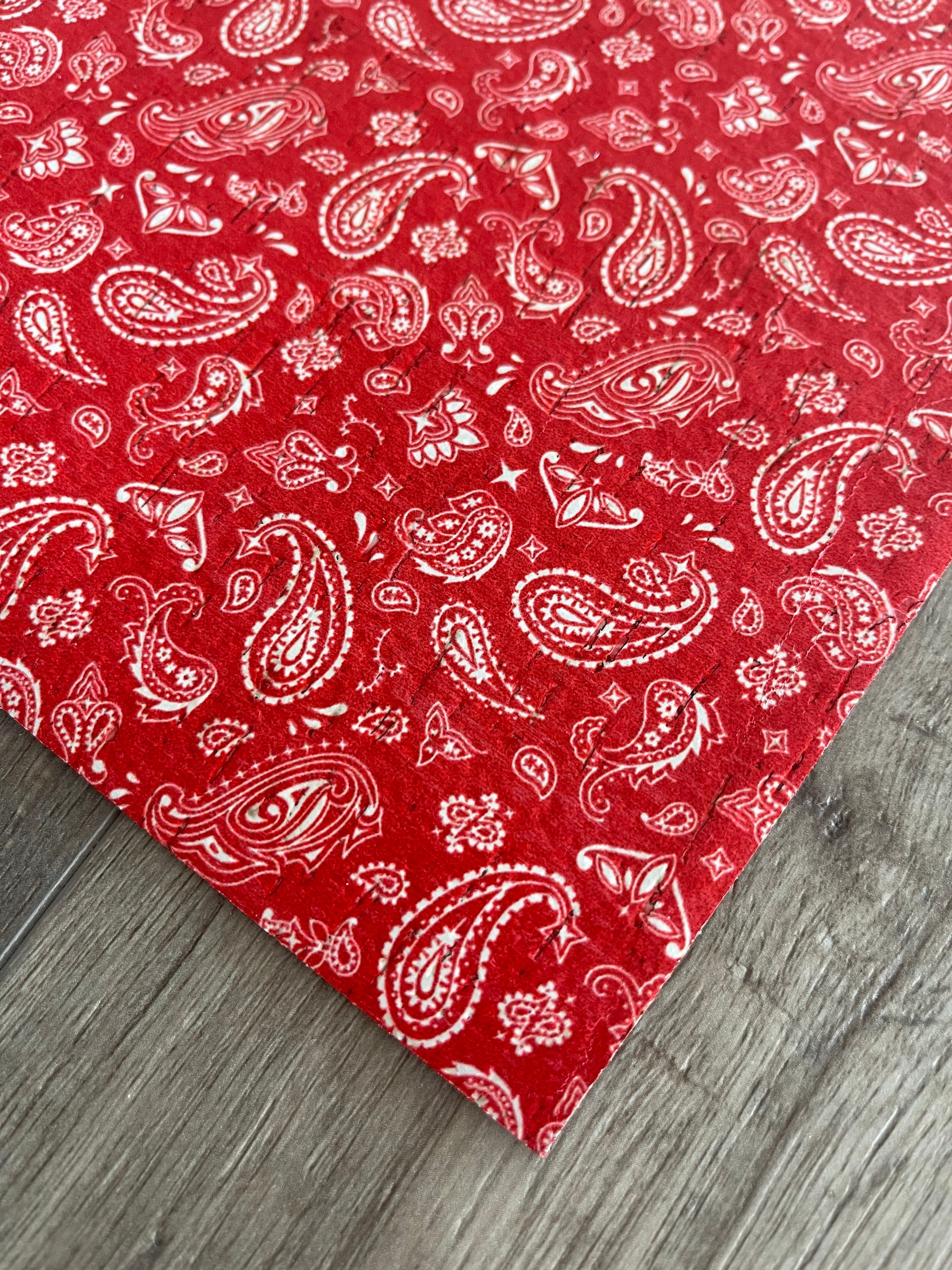 New Red Bandana Cowhide Backed Cork Sheets Etsy