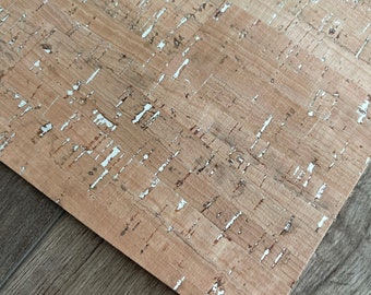 Natural Cork with Metallic Silver Flecking 8x10 Leather Backed Sheets