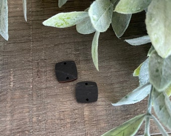 Distressed Black 2-hole Wooden Square Findings Blanks Supplies (5pairs)