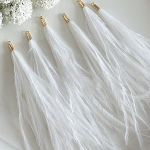 White Ostrich Feather Tassels (1pair)