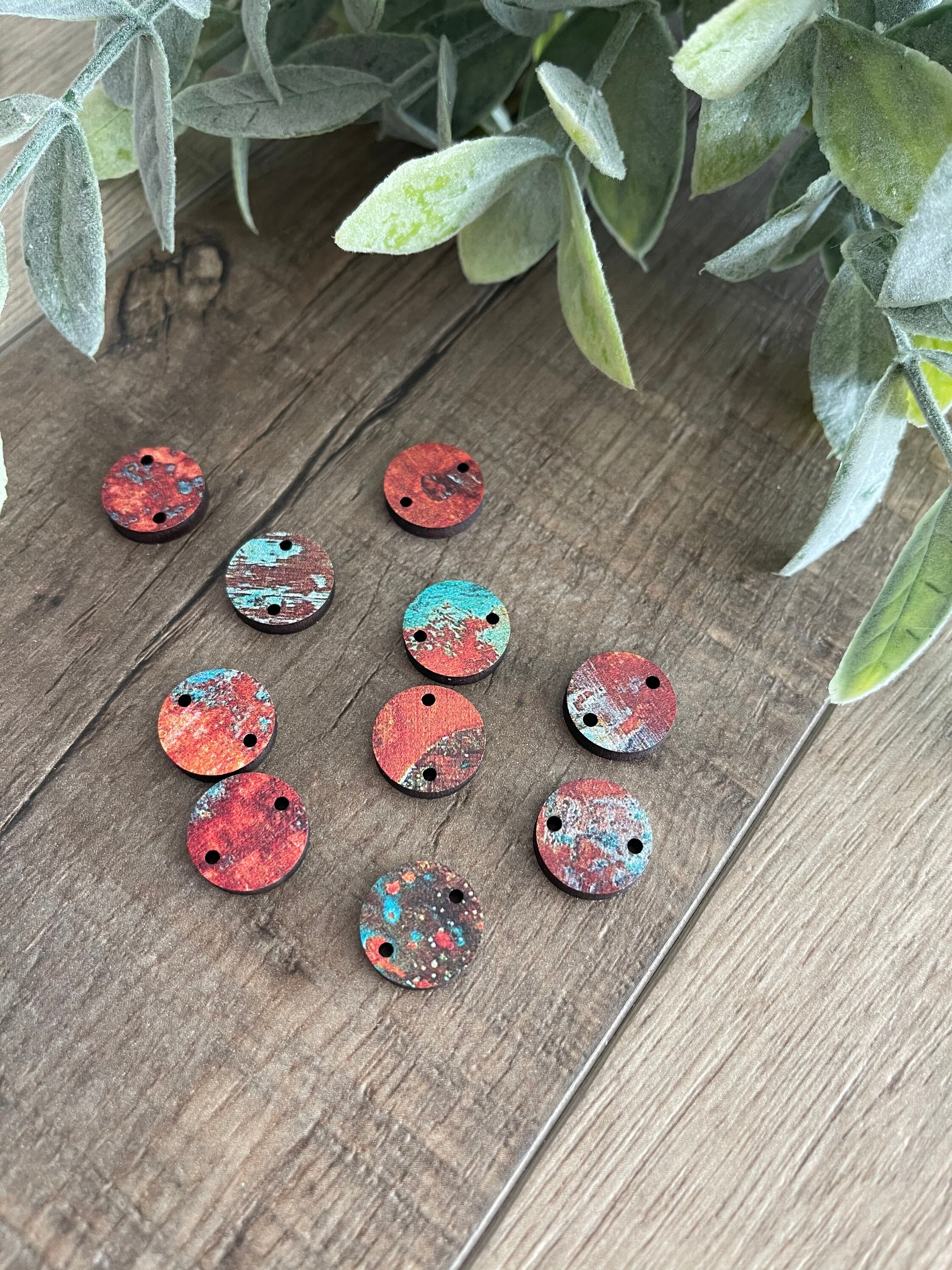 Rusted Copper Circle Wooden Findings Blanks Supplies-2 hole