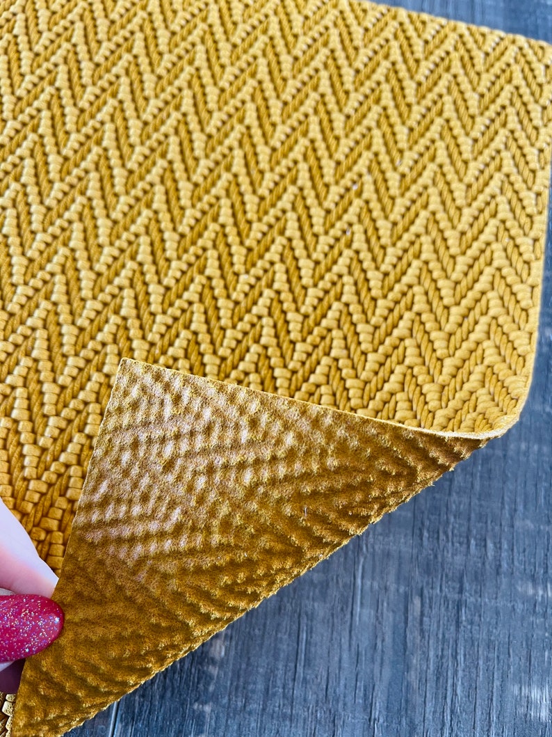 Mustard Yellow Knit Embossed 8x10 Genuine Suede Leather Etsy