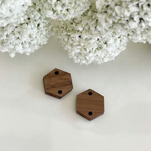 Walnut Pointed Hexagon Wooden Findings Blanks Supplies (5pair-2 hole)